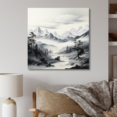 Paysage de montagnes blanches brouillard I - fruits, art mural