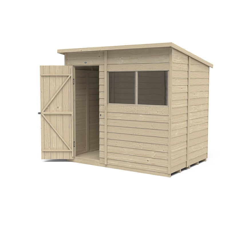 7 ft. W x 5 ft. D Wooden Overlap Pent Garden Shed with Installation Service