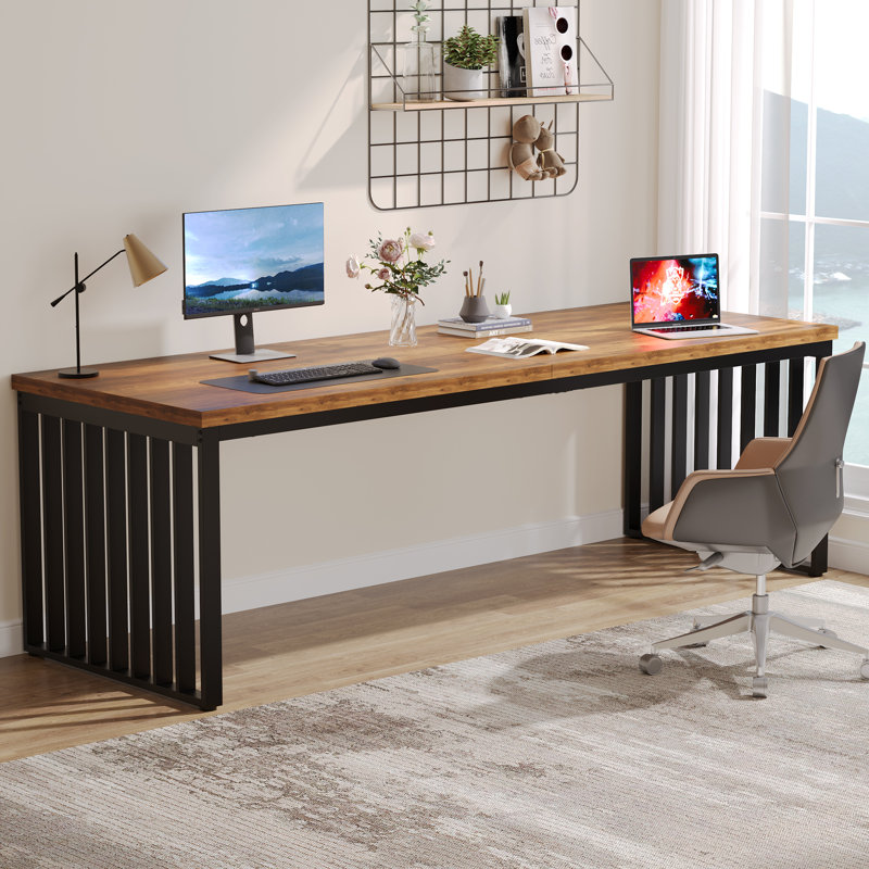 Bureau d'ordinateur l 78,74 po Lapo, Brun / Noir