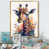 Toile avec cadre flottant or
