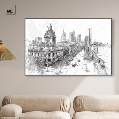 Collins Street Sketch Canvas Digital Sketch Art by Art Remedy