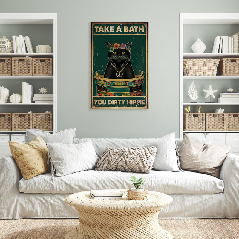 «Take A Bath Your Dirty Hippie», impression sur toile, H 36 po x l 24 po x P 1,25 po