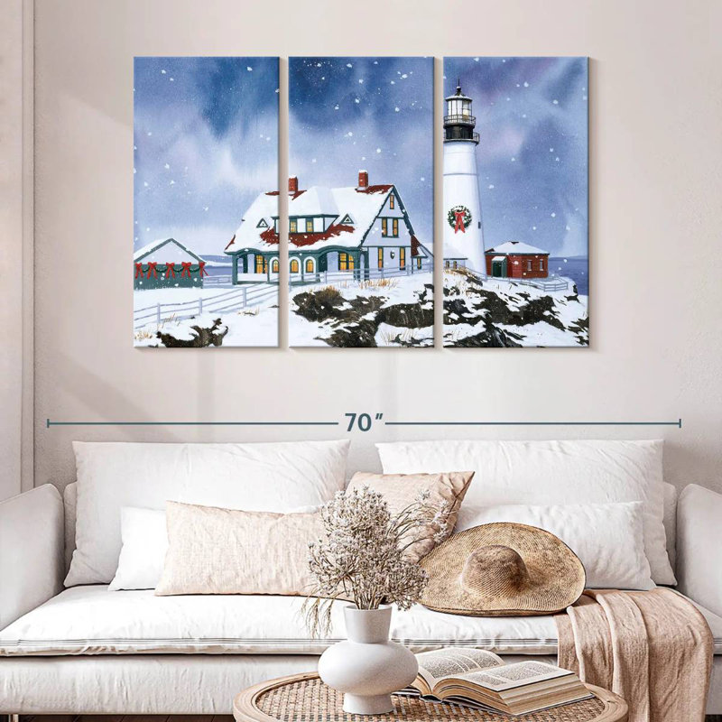 Aletra Lighthouse In Winter, 32" H x 50" W