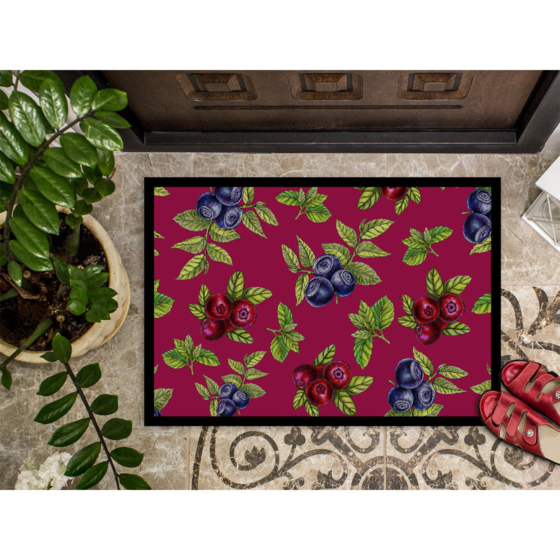 Tapis d'extérieur antidérapant Berries, Bourgogne, L 36 po x L 24 po