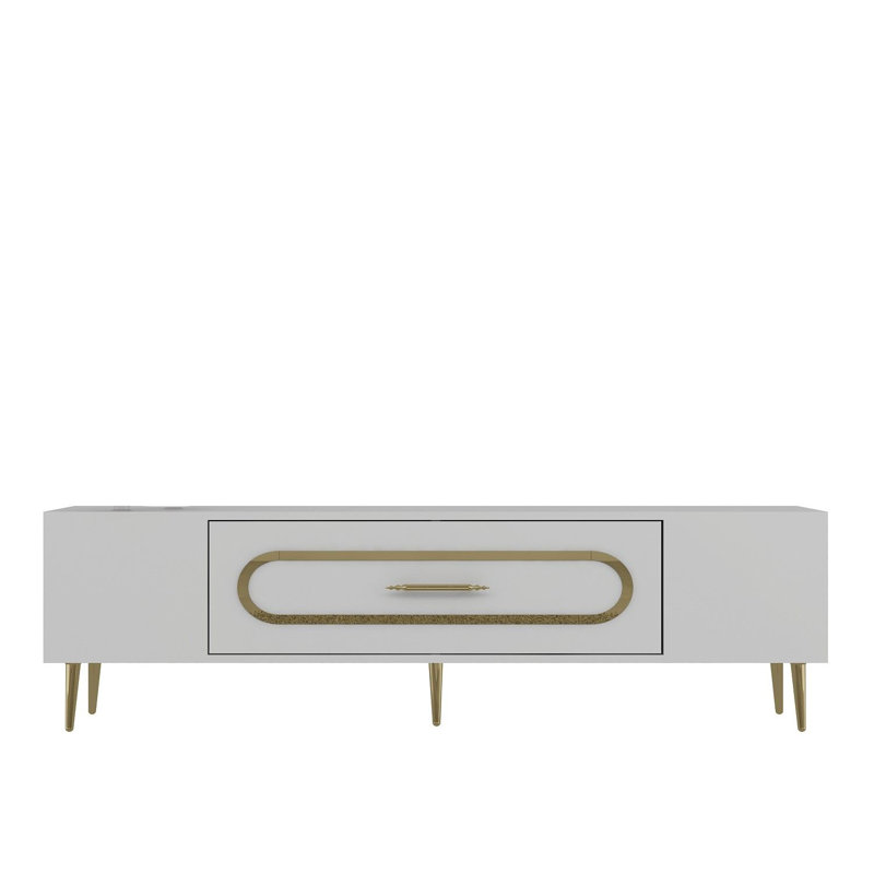 Olivia Unfinished TV Stand, 150cm, White/Gold