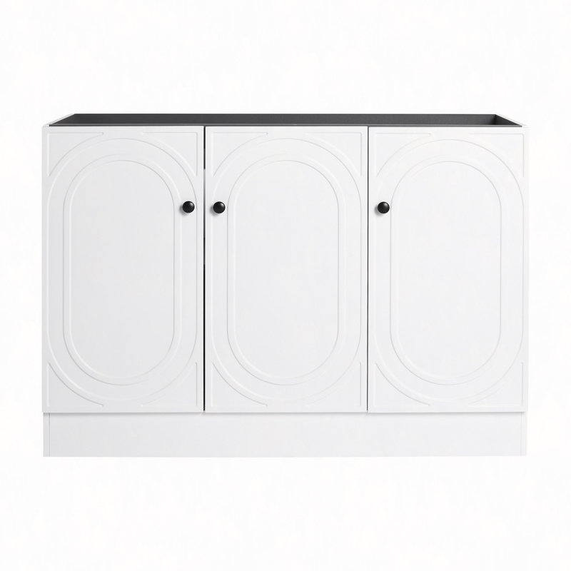 Meuble-lavabo autoportant 48 po et 3 portes d'armoire à fermeture en douceur (emballage KD) - sans le lavabo, Blanc