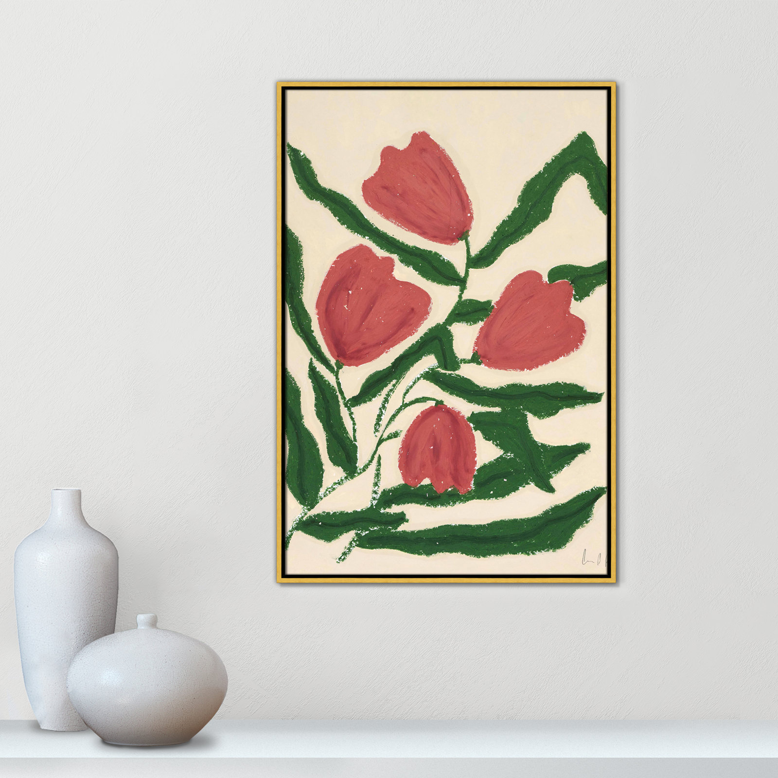 Red Tulips  Print by Camilla Bergqvist, 37.5" H x 25.5" W, Gold