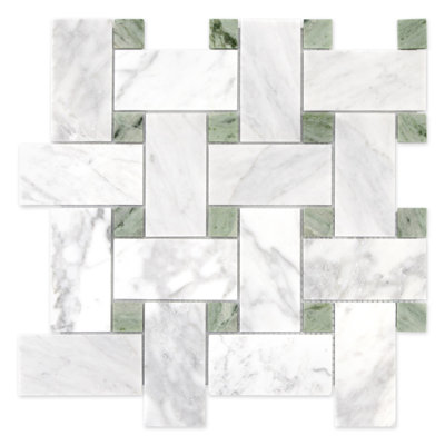 12" x 12" Basketweave Honed Natural Marble Floor & Wall Mosaic Tile