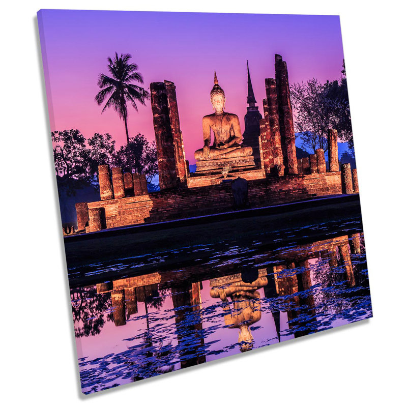 Z6026 Buddha Statue Sunset Picture - Wrapped Canvas Print, 76.2cm H x 76.2cm W x 4cm D
