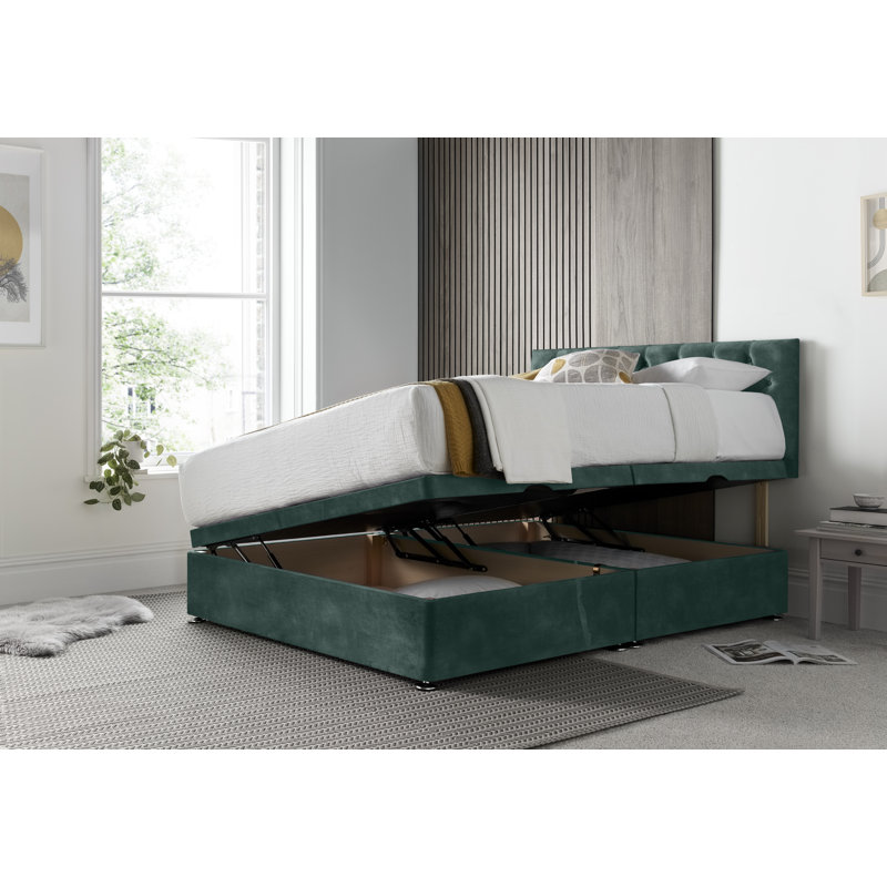 Florida Conistan Divan Ottoman with Headboard on Struts, Double (4'6), Emerald
