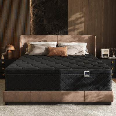 12'' Medium Hybrid Mattress, Pocket Coil Mattress with Memory  Foam Layers, No Fiberglass, Mattress in a Box for Side Sleepers