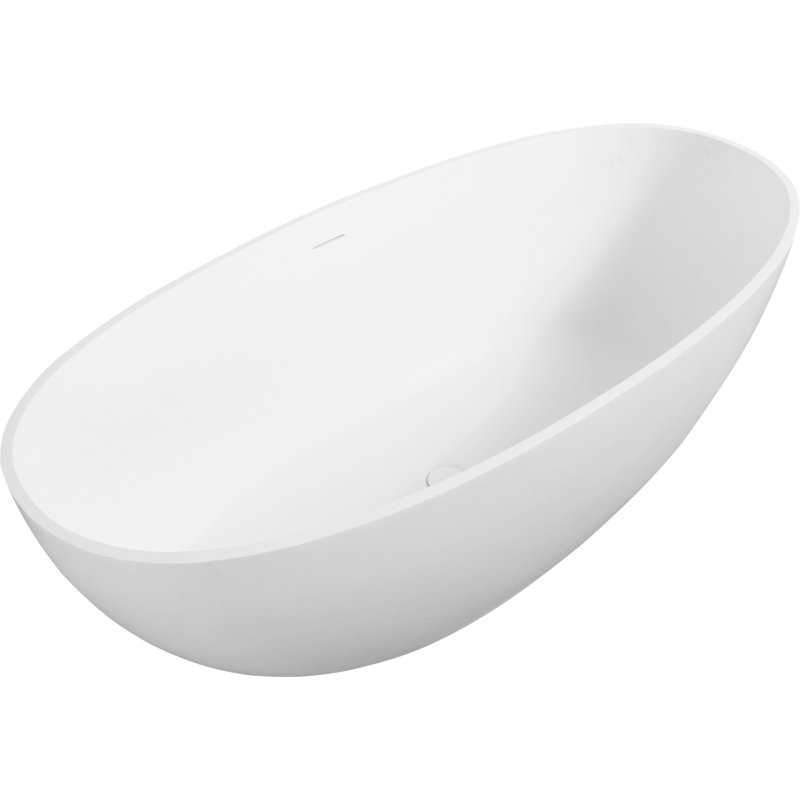 Luxury Handcrafted Freestanding Soaking Bathtub With Overflow In Matte White