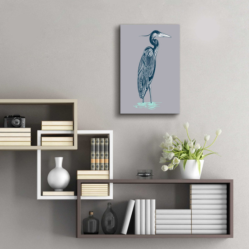 «Blue Heron» par Rachel Caldwell, art mural en verre acrylique, H 24 po x l 16 po x P 0,2 po