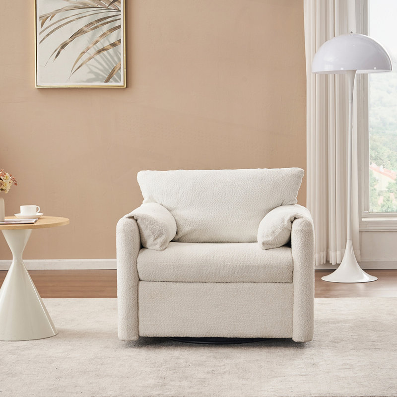 Fauteuil d'appoint pivotant en tissu chenille pivotant à 360 °