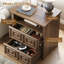 Table de chevet moderne avec station de charge, table de chevet à 2 tiroirs avec prises USB et CA, table de bout en bois de noyer avec tablette ouverte, table de chevet sans poignée-843354336
