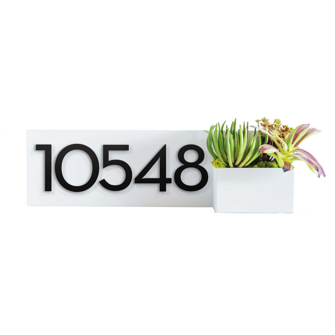 Vista View Wall Address Plaque, White, Black, Yes