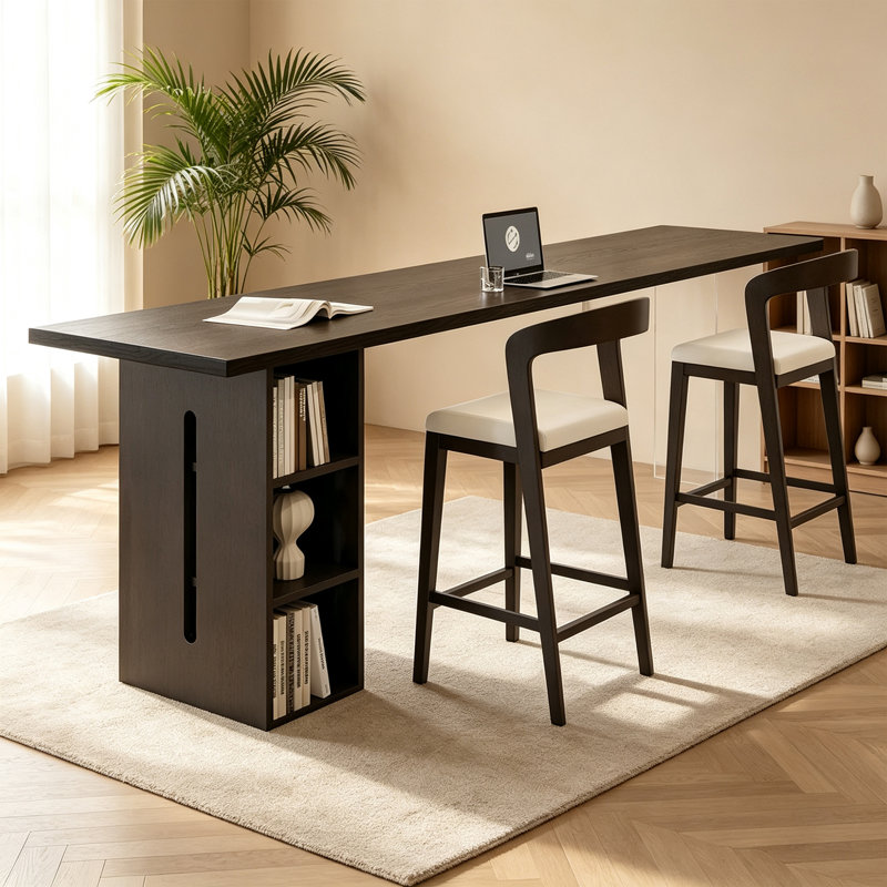 Bureau rectangulaire simple en bois massif noir, 41.33" H x 70.86" W x 17.71" D