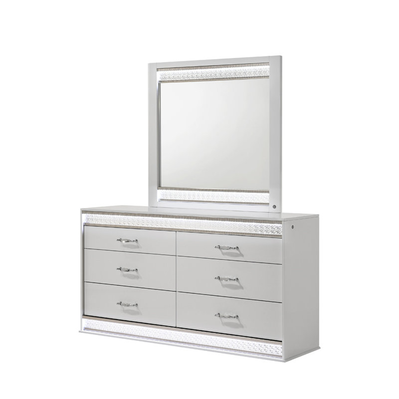 Miroir Glam de style moderne en bois blanc