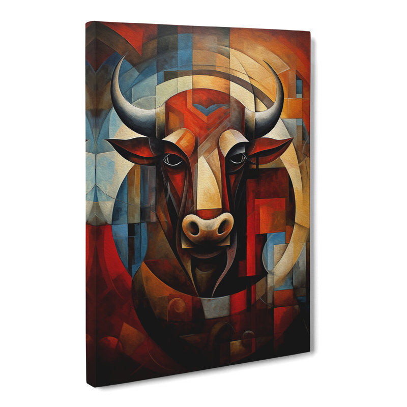 Taurus Zodiac Cubism - Art Prints - Wrapped Canvas, 60cm H x 40cm W x 3cm D