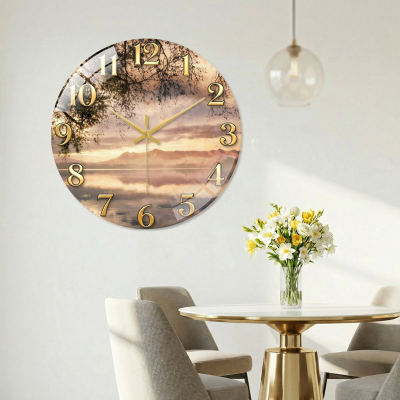 Horloge murale décorative en verre Sunset, 60x60cm(23.6x23.6inch)