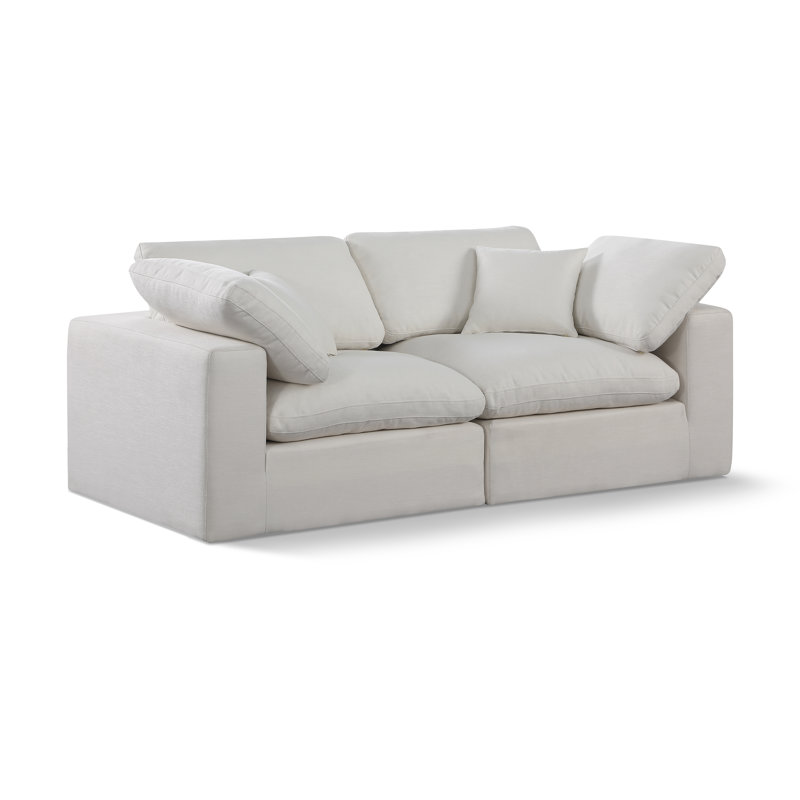 Canapé modulaire en lin texturé Iwana, Tissu crème texturé en lin