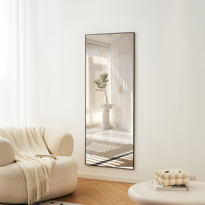 70" X 31" Full Length Mirror Black  Aluminum Alloy Frame, Leaning Or Wall Mounted, High Definition, Shatterproof, Ideal For Bedroom, Living Room, Corridor  Modern Home Decor