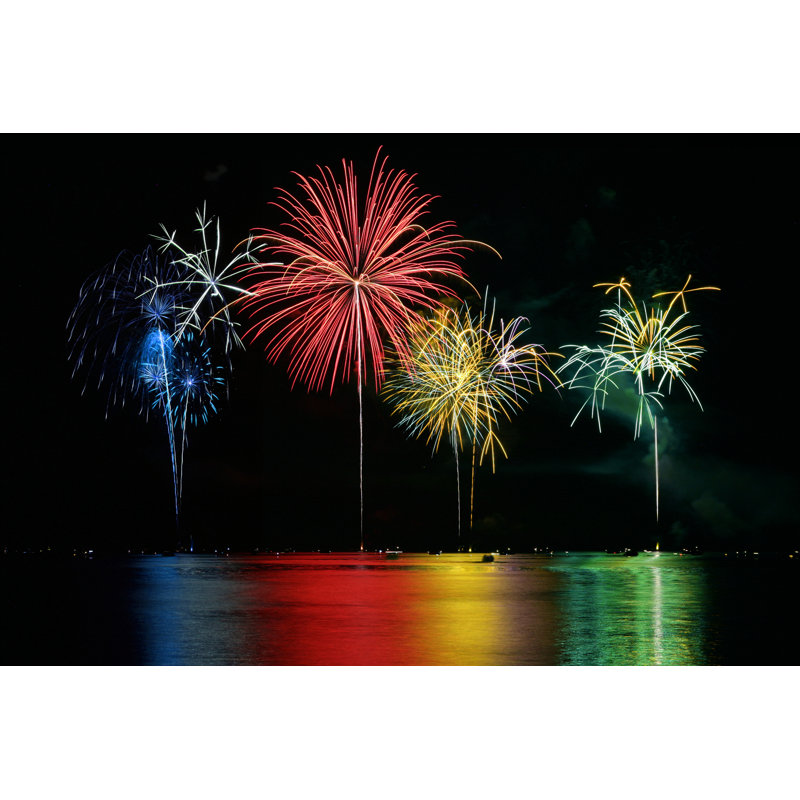 Colorful Fireworks - Wrapped Canvas Print, 61cm H x 91cm W x 3.8cm D
