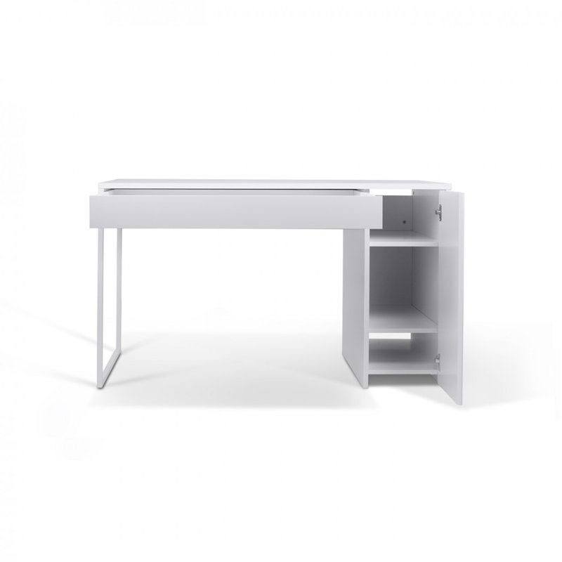 Prado Steel Writing Desk, Pure White/White Steel