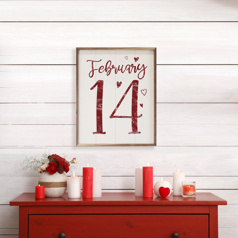 Cœurs du 14 février, L 8 po x H 10 po, Blanc/rouge