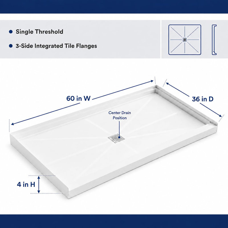Ensemble de plancher de salle de bain préfabriqué 60 po x 36 po