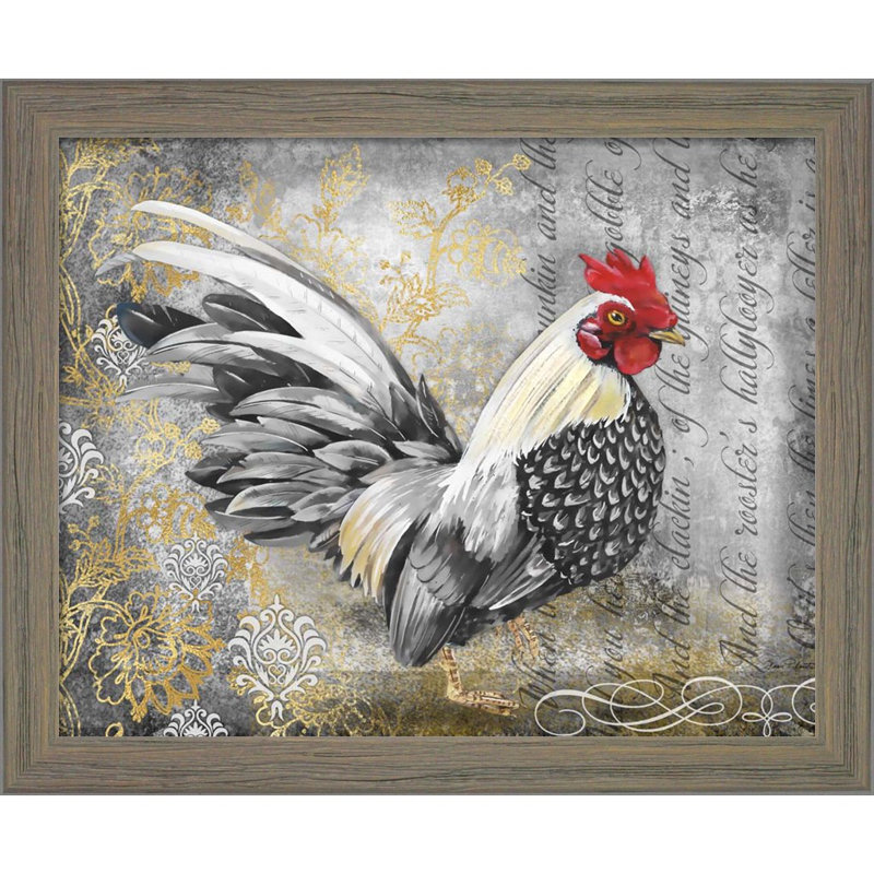 «Gold Lace Rooster» par Jean Plout, art encadré (ensemble de 2)