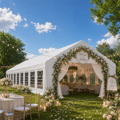Heavy Duty Wedding Tent Outdoor Garage Canopy, Large Wedding Event Shelters with Removable Sidewalls