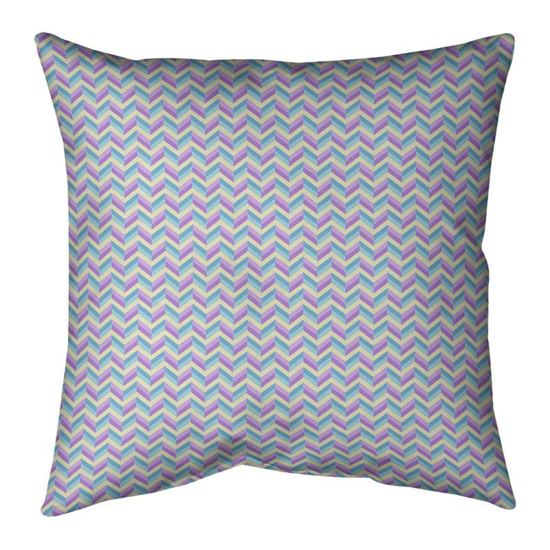 Coussin en lin Katelyn Elizabeth, H 14 po x l 14 po, Polyester/ Bourre en polyester, Bleu/mauve