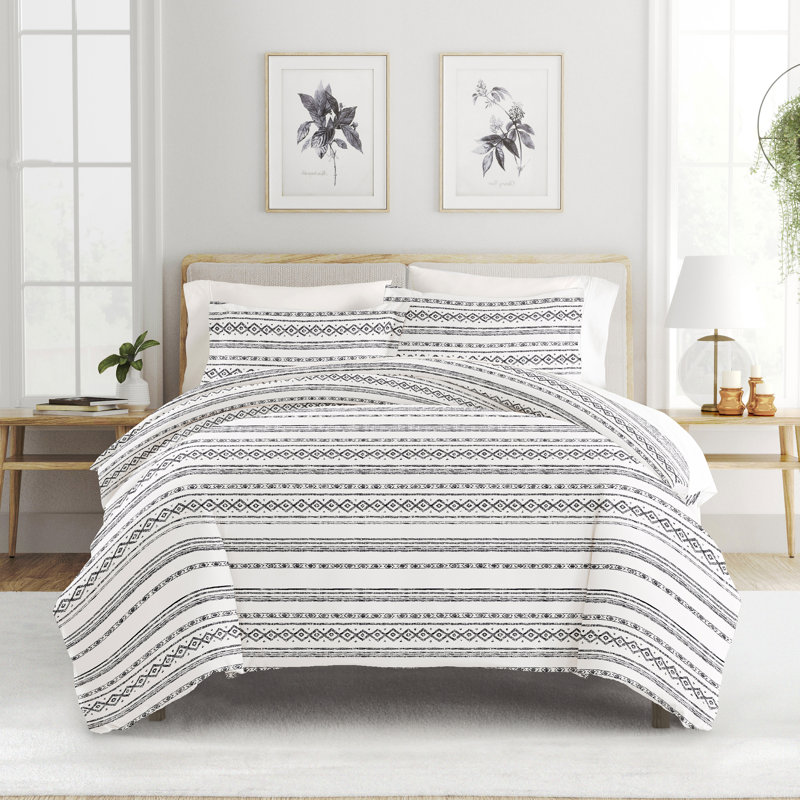 Geo Threads Pattern Duvet Cover Set, Twin Duvet Cover + 1 Sham