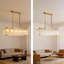 Lustre en cristal rectangulaire moderne avec verre ondulé, luminaire suspendu doré 5 lumières pour la salle à manger, le salon ou l'îlot de cuisine