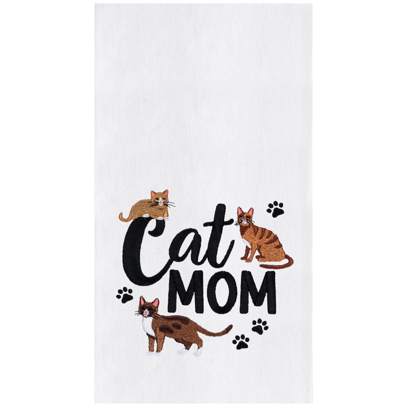 Débarbouillette brodée pour la cuisine et la salle de bain Cat Mom