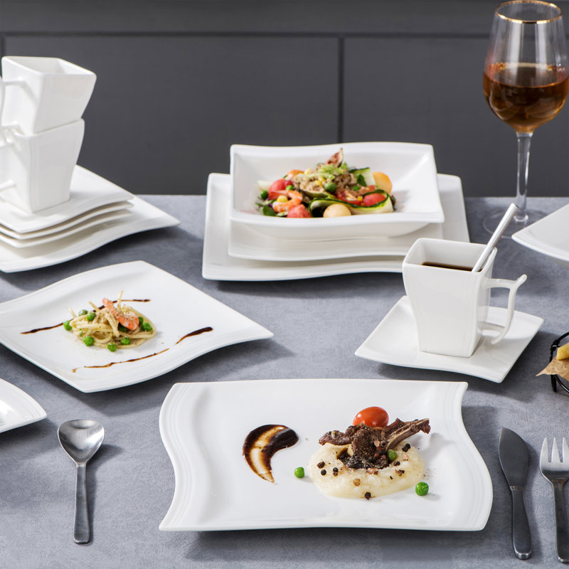 MALACASA Porcelain China Dinnerware - Set of 56 