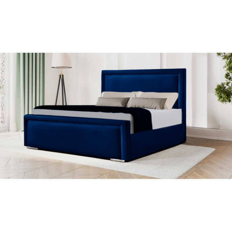 Cihat Upholstered Bed, Double (4'6), Blue