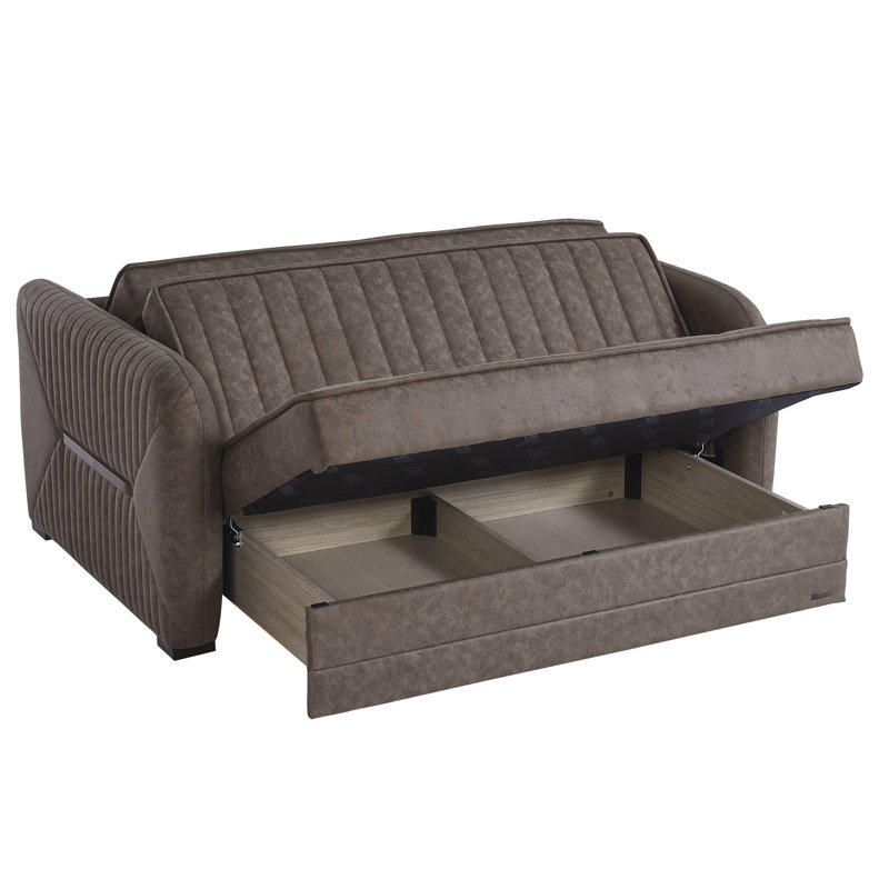 Canapé-lit 2 places 3 en 1 Annali, Microfibre brun foncé