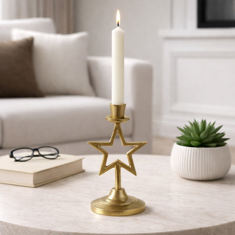 Margretha Metal Star Taper Candle Holder
