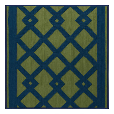 Machine Washable Trellis Blue Area Rug