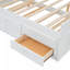 Lit double en bois massif et manufacturé pleine grandeur avec tête de lit à rangement avec prises, lit extensible avec lit gigogne simple avec trois tiroirs de rangement, blanc-2322364-2322363