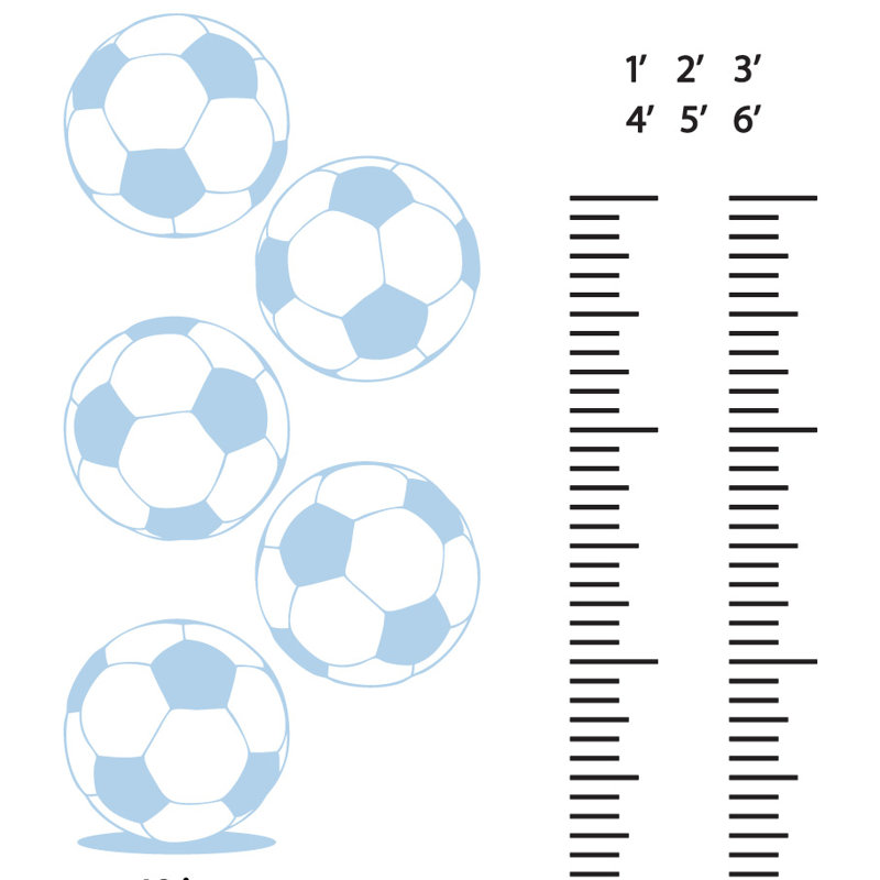 Décalcomanie murale graphique de croissance foot, Bleu poudré