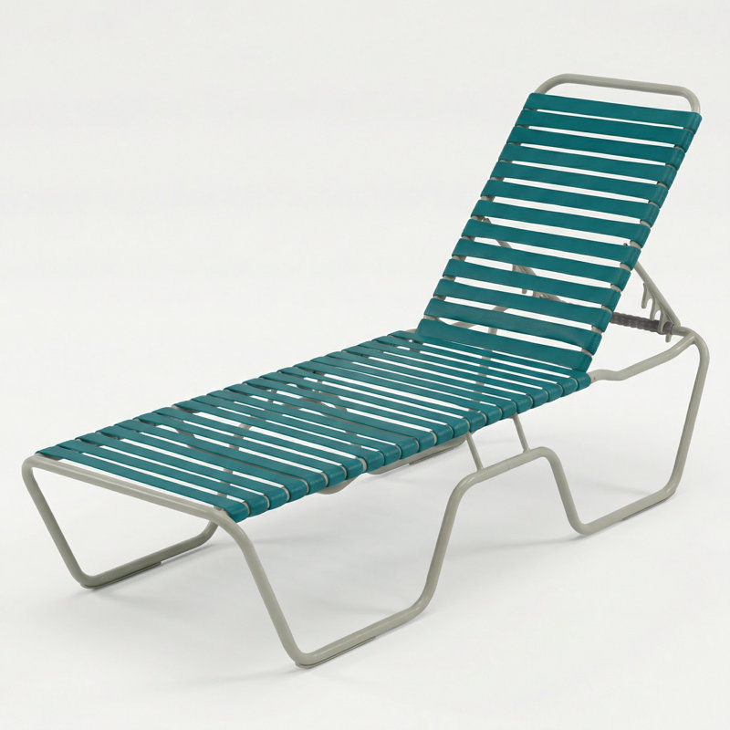 Armless Chaise, Deepwater Blue Strap/Matte Gray