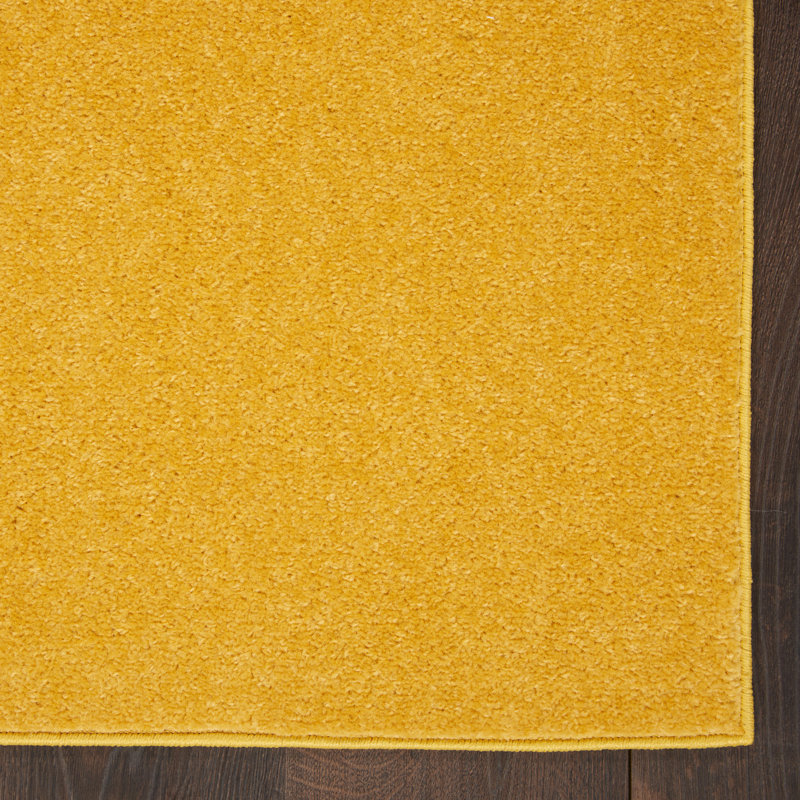 Mullican Sandy Solid Yellow Easy Care Indoor/Outdoor Area Rug, Runner 2'2" x 18'