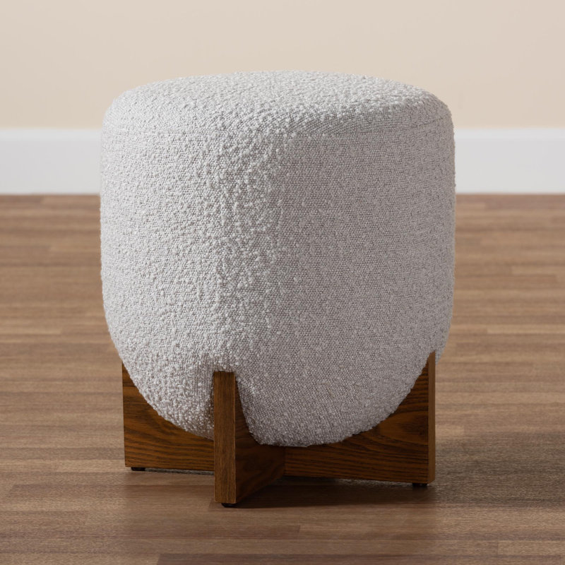 Wozniak Upholstered Ottoman, Light Gray Polyester Blend