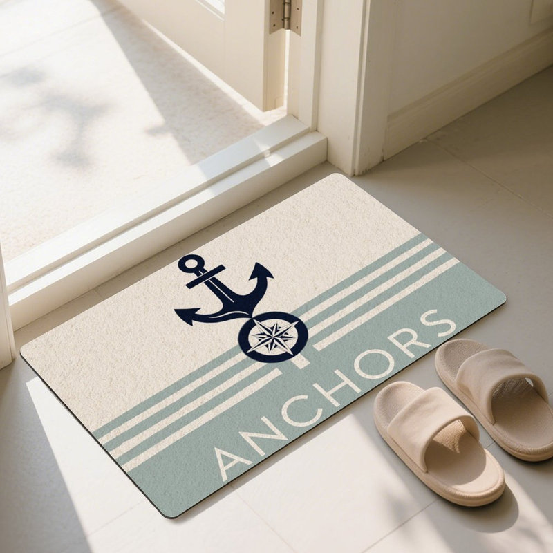Anchor Compass Nautical Doormat, 24 x 36, for Front Door