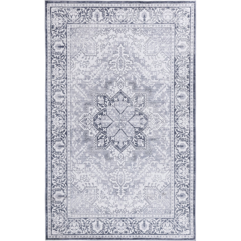 Tapis Eleanor Vintage Medallion, Ivoire / Gris, Rectangulaire 3 pi x 5 pi