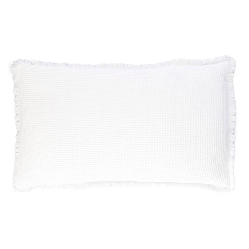 Bubble Cotton Lumbar Rectangular Throw Pillow Cover, White