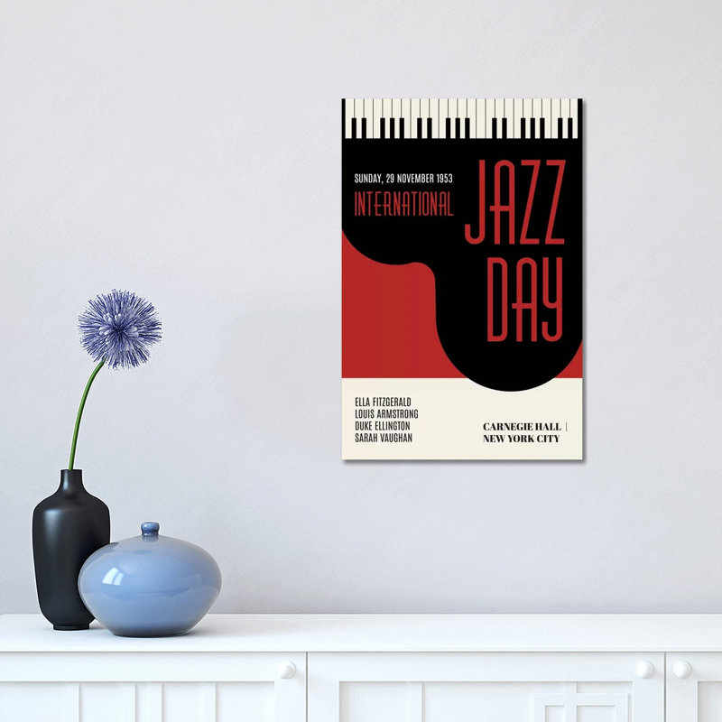 Jazzy Days - Dark Red by Kubistika - Print on Canvas, Wrapped Canvas, 45.72cm H x 30.48cm W x 1.91cm D